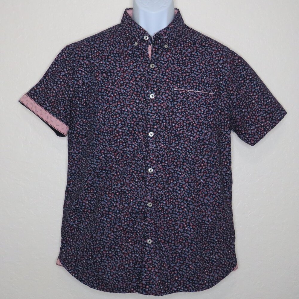 Sunrise Kingdom* Men's Short Sleeve Button Down‎ Curved Hem Pocket Shirt~ Large